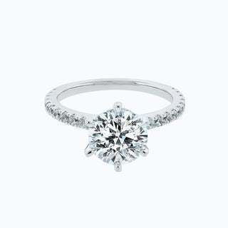 2.0 CT Round Shaped Moissanite Solitaire Pave Setting Engagement Ring - crownmoissanite