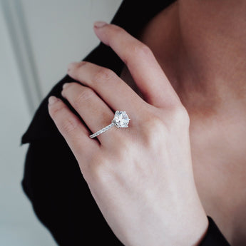 2.0 CT Round Shaped Moissanite Solitaire Pave Setting Engagement Ring - crownmoissanite