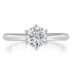 0.75 CT Round Cut Solitaire Moissanite Engagement Ring - crownmoissanite