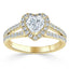 1.0 CT Heart Shaped Moissanite Halo & Split Shank Engagement Ring - crownmoissanite