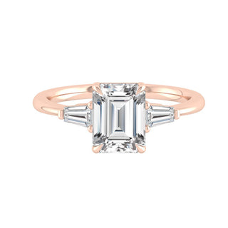 1.9 CT Emerald Cut Three Stone Moissanite Engagement Ring - crownmoissanite