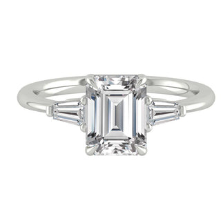 1.9 CT Emerald Cut Three Stone Moissanite Engagement Ring - crownmoissanite