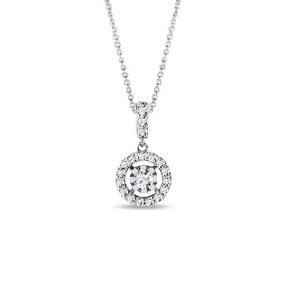 0.34 TCW Round Moissanite Diamond Halo Pendent Necklace - crownmoissanite