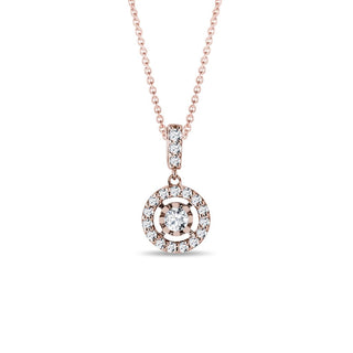 0.34 TCW Round Moissanite Diamond Halo Pendent Necklace - crownmoissanite