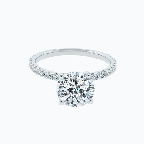 2.0 CT Round Shaped Moissanite Solitaire Pave Setting Engagement Ring - crownmoissanite