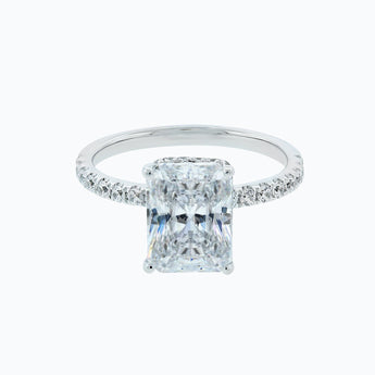 3.0 CT Radiant Shaped Moissanite Solitaire Pave Setting Engagement Ring - crownmoissanite