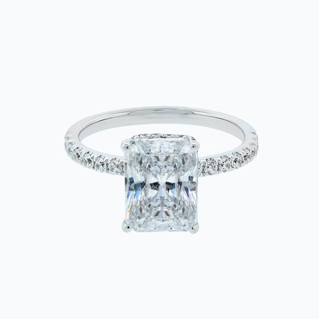 3.0 CT Radiant Shaped Moissanite Solitaire Pave Setting Engagement Ring - crownmoissanite
