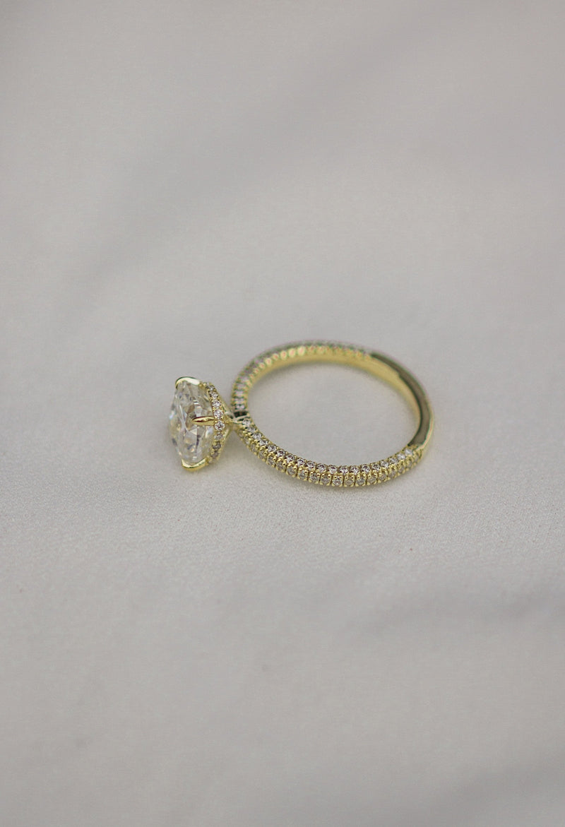 2.0 CT Cushion Hidden Halo & Pave Moissanite Engagement Ring - crownmoissanite