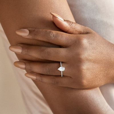 1.33 CT Pear Shaped Moissanite Solitaire Engagement Ring - crownmoissanite