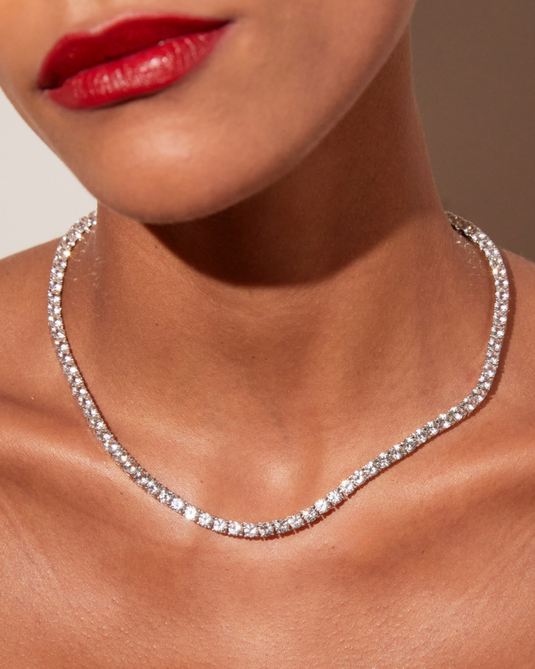 Round Cut Moissanite Diamond Tennis Necklace