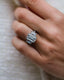 3.80 CT Emerald Three Stone Moissanite Engagement Ring - crownmoissanite