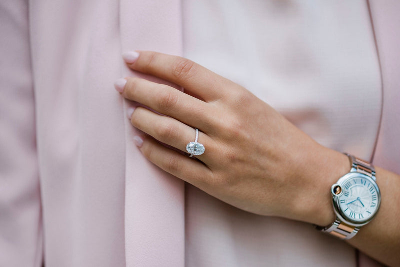 4.0 CT Oval Solitaire Pave Moissanite Engagement Ring - crownmoissanite