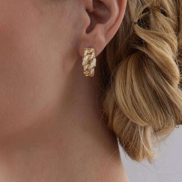 1.13 TCW Round Moissanite Diamond Link Huggie Earrings