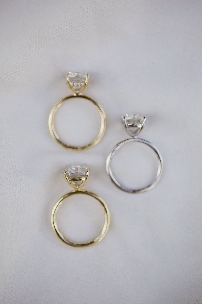 3.0 CT Cushion Solitaire Hidden Halo Moissanite Engagement Ring - crownmoissanite