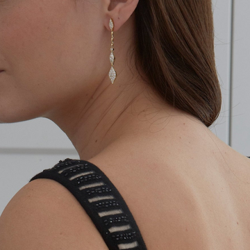 1.22 TCW Round Moissanite Diamond Long Drop Pave Earrings