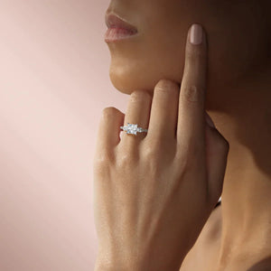 2.78 CT Princess 3 Stone Moissanite Engagement Ring - crownmoissanite