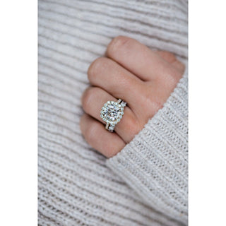 4.0 CT Cushion Halo & Pave Moissanite Engagement Ring - crownmoissanite