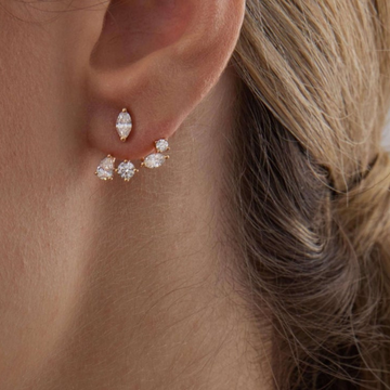 1.47 TCW Pear, Marquise & Round Moissanite Diamond Ear Jacket Earrings