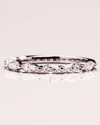 0.7 CT Marquise Shaped Moissanite Thin Wedding Band - crownmoissanite