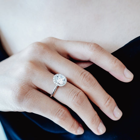 2.0 CT Round Shaped Moissanite Halo Engagement Ring - crownmoissanite