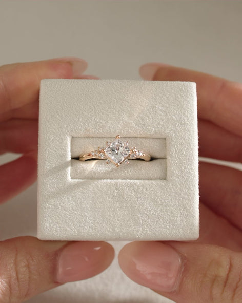 1.06 CT Princess Cut Moissanite Cluster Engagement Ring