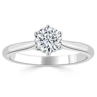 0.75 CT Round Cut Solitaire Moissanite Engagement Ring - crownmoissanite