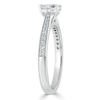 1.0 CT Heart Cut Solitaire Channel Pave Moissanite Engagement Ring - crownmoissanite