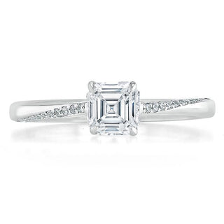 0.75 CT Asscher Cut Solitaire Moissanite Engagement Ring - crownmoissanite