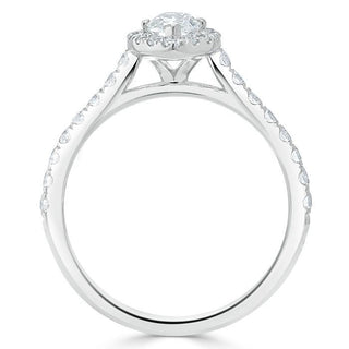 1.0 CT Marquise Cut Halo Moissanite Engagement Ring With Pave Setting - crownmoissanite