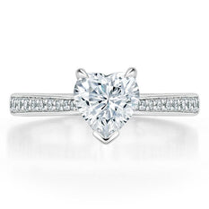 1.0 CT Heart Cut Solitaire Channel Pave Moissanite Engagement Ring - crownmoissanite