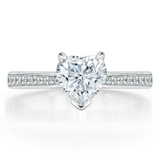 1.0 CT Heart Cut Solitaire Channel Pave Moissanite Engagement Ring - crownmoissanite