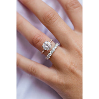 2.10 CT Round Solitaire Hidden Halo & Pave Moissanite Engagement Ring - crownmoissanite