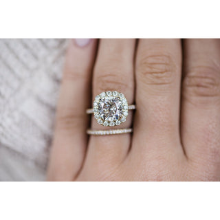 4.0 CT Cushion Halo & Pave Moissanite Engagement Ring - crownmoissanite