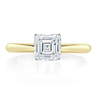 1.0 CT Asscher Shaped Moissanite Solitaire Engagement Ring - crownmoissanite