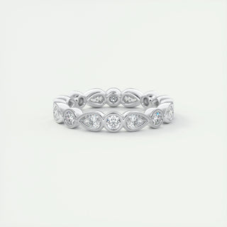 1.28 Pear and Round Bezel Moissanite Bridal Wedding Band - crownmoissanite