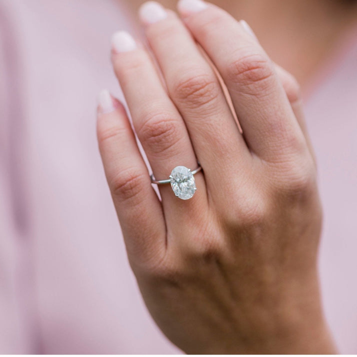4.0 CT Oval Solitaire Moissanite Engagement Ring