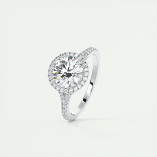 2.0 CT Round Shaped Moissanite Halo Split Shank Engagement Ring - crownmoissanite