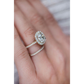 4.0 CT Cushion Halo & Pave Moissanite Engagement Ring - crownmoissanite