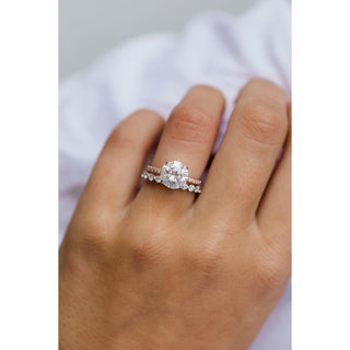 2.10 CT Round Solitaire Hidden Halo & Pave Moissanite Engagement Ring - crownmoissanite