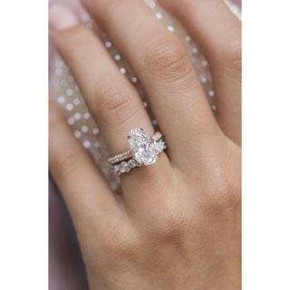 3.20 CT Pear Solitaire Hidden Halo & Pave Moissanite Engagement Ring - crownmoissanite