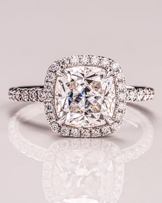 1.80 CT Cushion Shaped Moissanite Halo Engagement Ring - crownmoissanite