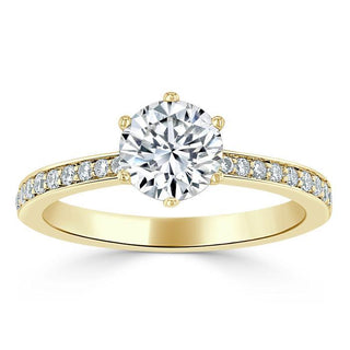 0.75 CT Round Cut Solitaire Moissanite Engagement Ring With Channel Setting - crownmoissanite