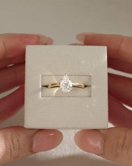 1.41 CT Pear Cut Moissanite Solitaire Engagement Ring