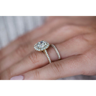 4.0 CT Cushion Halo & Pave Moissanite Engagement Ring - crownmoissanite