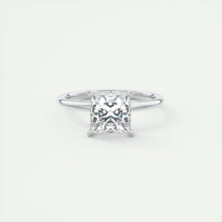 2.08 CT Princess Solitaire Hidden Halo Moissanite Engagement Ring - crownmoissanite