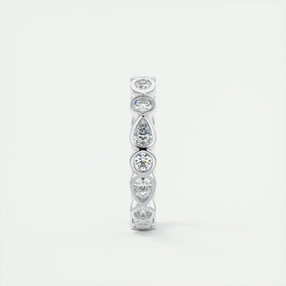 1.28 Pear and Round Bezel Moissanite Bridal Wedding Band - crownmoissanite