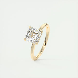 2.03 CT Asscher Cut Solitaire Moissanite Engagement Ring - crownmoissanite