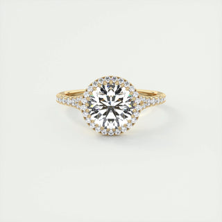 2.0 CT Round Halo Split Shank Moissanite Engagement Ring - crownmoissanite