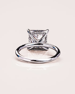 2.87 CT Princess Cut Moissanite Solitaire Engagement Ring With Hidden Halo Setting - crownmoissanite