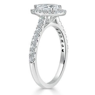 1.0 CT Pear Cut Halo Moissanite Engagement Ring With Pave Setting - crownmoissanite